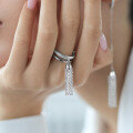 wholesale 925 Sterling Silver Long Tassel Chain Earrings with Zirconia and Sterling Silver Ear Clips, Ins Style High-End Women's Jewelry-0-6