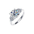 wholesale S925 Sterling Silver 3-Carat Moissanite Ring Classic Four-Prong Solitaire Moissanite Ring-0-4