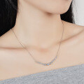 S925 Sterling Silver Moissanite Pendant Necklace, Women's Fashion Smile Face Design-0-2