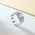 wholesale 925 Silver Direct Factory Wholesale Cross-border Moissanite 1ct European and American Trendy Men's Ring Pure Silver Ring for Men-0-1