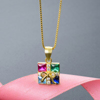 wholesale Metal Material 925 Sterling Silver Zircon Gift Square Pendant Women's European and American Fashion Ins Style Christmas Gift Jewelry Wholesale-003128-Single Pendant [Without Chain] 925 Silver