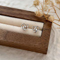 wholesale Sterling Silver S999 Hollow-out Interwoven Heart Earrings, Small and Fresh, Niche Luxury, Korean Trendy-0-0