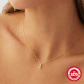 wholesale S925 Sterling Silver Fashion Four-Prong Diamond Necklace,Ins。-0-2