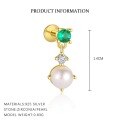 wholesale S925 Sterling Silver Wholesale Women's Earrings With Green Zircon, Irregular Design For Luxurious Style-0-10