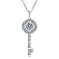 S925 Sterling Silver 50-Point Moissanite Lock and Key Necklace-0-3