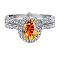 wholesale S925 Sterling Silver 15ct Pear-Shaped Moissanite Ring Set for Women High-End Stackable Rings Jewelry for Men-0-8