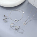 wholesale S925 Silver Hollow Clover Leaf Necklace Bracelet Earrings Ring Custom Set Ins Cross-Border European and American Jewelry Customization-0-1