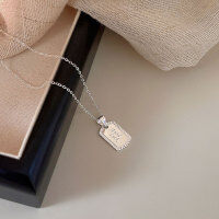 wholesale S925 Sterling Silver Oval Pendant English Letter Necklace for Women, Korean Spring New Arrival Elegant and Light Luxury Collarbone Chain-Pure silver (length 40+5CM)