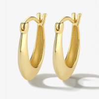 wholesale 925 Sterling Silver Geometric Minimalist U-Shaped Ear Clips for Women, French Luxury High-End Sense, Personality Understated Style, Plain Hoop Earrings-Gold>925 silver