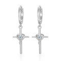 wholesale S925 Sterling Silver Moissanite Cross Ear Studs Infinity Symbol Fashion Trendy Minimalist Versatile Earrings-0-8