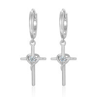 wholesale S925 Sterling Silver Moissanite Cross Ear Studs Infinity Symbol Fashion Trendy Minimalist Versatile Earrings-B type white gold>925 silver