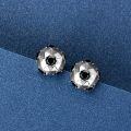 Sterling Silver Black Moissanite Football Stud Earrings Wholesale-0-0