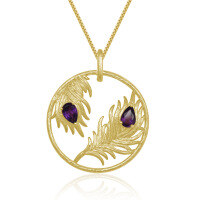 wholesale S925 Silver Designer High-End Gold Plated Pendant Feather Unique Design Natural Amethyst Necklace Pendant-For bulk purchases, please consult customer service