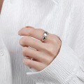 wholesale S925 Sterling Silver Cross-Border Novel Blue Moonstone Line Hollow-Out Niche Design Open-End Ring-0-3