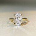 wholesale S925 Sterling Silver with 18K Gold Plated Women's Ice-Cut 8X12 Large Carat Solitaire Ring-0-4