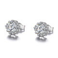 wholesale S925 Sterling Silver Moissanite Sparkling Flower Earrings for Women, 1 Carat D Color Diamond Bud Earrings with Full Micro-Pave Setting-0-4