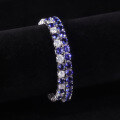 wholesale S925 Sterling Silver Luxury Gemstone Bracelet 3/4/5mm Tennis Chain with Cultivated Blue Sapphire for Women-0-4