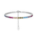 wholesale S925 Sterling Silver Colorful Zircon Tennis Bracelet for Women, Fashionable and Versatile, Direct from Manufacturer-0-35