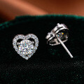 S925 Silver Moissanite Heart Stud Earrings, Factory Direct Wholesale for Cross-border-0-0