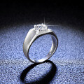 Platinum-Plated 925 Sterling Silver Moissanite Men's Wedding Ring, Simple and Dignified, for E-commerce and Live Streaming-0-1