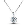 wholesale 925 Sterling Silver 1ct Round Cut Moissanite Necklace for Girlfriend, 6-Prong Moissanite Pendant Choker-0-4
