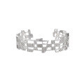 wholesale S925 Sterling Silver BG Wire-Drawn Textured Openwork Bracelet for Women, Irregular, Minimalist, Indie Ins Silver Bangle-0-5