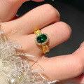wholesale S925 Silver 6*8mm Simulated Emerald Dainty and Fashion Ring for Spring and Summer Seasons by Zhuozhifan Jewelry-0-1