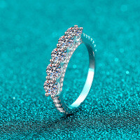 S925 Sterling Silver Moissanite Ring, Minimalist Daily Fashion Gift-1.5 carat Mozambique  No. 19