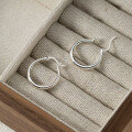 wholesale S925 Sterling Silver Plain Round Hoop Earrings with Push Backs for Women's Commute and Outfit Accessories M04996-0-2