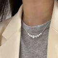 wholesale S925 Sterling Silver Frosted Brushed Ball Gradient Necklace for Women, Korean Dongdaemun New Style High-End Minimalist Pendant Chain-0-0