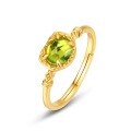 wholesale 10K Gold Plated S925 Silver Fashionable and Minimalist Peridot Ring, Korean Style Ins Trend Jewelry for Drop Shipping-0-5