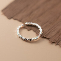 wholesale S925 Silver Korean-style Minimalist Crushed Silver Ring Summer Fresh and Elegant Women's Index Finger Ring R00569-S925 silver ring>Adjustable opening