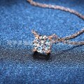 S925 Silver 03CT 05CT Moissanite Four-Prong Delicate Women's Necklace-0-5
