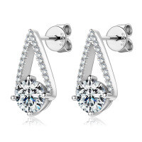 S925 Sterling Silver D-color Moissanite Bow Earrings-Style [Clearance Sale with Free Shipping] K Silver  925 Silver