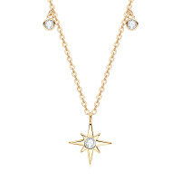 S925 Sterling Silver Moissanite Cross Pendant Necklace for Women-Style B - Eight-pointed star pendant [K gold]  925 silver