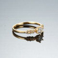 Champagne Gold Plated Sterling Silver Moissanite Six-Prong Crown Princess Ring-0-1
