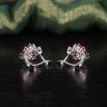 wholesale S925 Sterling Silver Set Sparkling Red Gemstone Earrings, Natural Garnet Ear Studs for Women, Live Streaming Wholesale-0-2