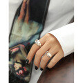 wholesale S925 Sterling Silver Korean Version Versatile Line Silver Ring Ins Minimalist Style Personality Double Ring Hollow Out-0-2