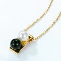 wholesale S925 Sterling Silver New Fashion Minimalist Black Onyx Shell Pearl Necklace for Women, Small Design Black and White Necklace-0-2