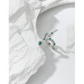 wholesale S925 Sterling Silver Slytherin Snake Green Zircon Textured Open Adjustable Ring for Women, Korean Version Ins Original Design-0-1