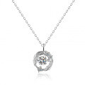 925 Silver Moissanite Pendant Necklace for Women, Dynamic Luxury Round Bezel-Set Jumping Heart-0-3