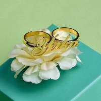 wholesale High-quality metal personalized name ring with two-finger advanced design, a best-selling cross-border gift-gold