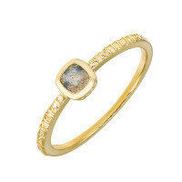 wholesale S925 silver plated 14K gold Japanese-style French minimalist gentle alphabet labradorite ring-Labradorite Ring Mido No. 6