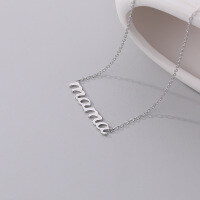 wholesale 925 Sterling Silver Mama Letter Necklace Women's Mother's Day Gift Ins。-A2553-White Gold 925 Silver