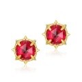 wholesale S925 Silver Japanese Light Luxury Red Corundum Small Sun Earrings for Women, Vintage Geometric Floral Wholesale Ear Accessories-0-4