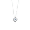wholesale 925 Sterling Silver Ins Style Geometric Square Diamond Pendant Collarbone Chain, Minimalist and Hollow-Out Three-Dimensional Design Necklace Trendy for Women-0-4