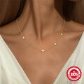 wholesale S925 Sterling Silver Octagram Pendant Necklace with Diamonds, Women's Ins。-0-1