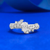 wholesale S925 Sterling Silver 5*7mm White Diamond Pear Teardrop Daily Fashion Elegant Style-R1365 Pear Shape White Diamond Ring  Size 6