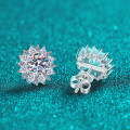 S925 Sterling Silver Moissanite Sunflower Stud Earrings, Elegant and Versatile-0-1