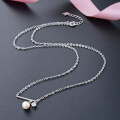 wholesale S925 Silver Metal Rhinestone Pearl Necklace, Korean Version New Fashion Trendy Women's Internet Celebrity Same Style Pendant Collarbone Chain for Office Lady Elegant Temperament-0-3